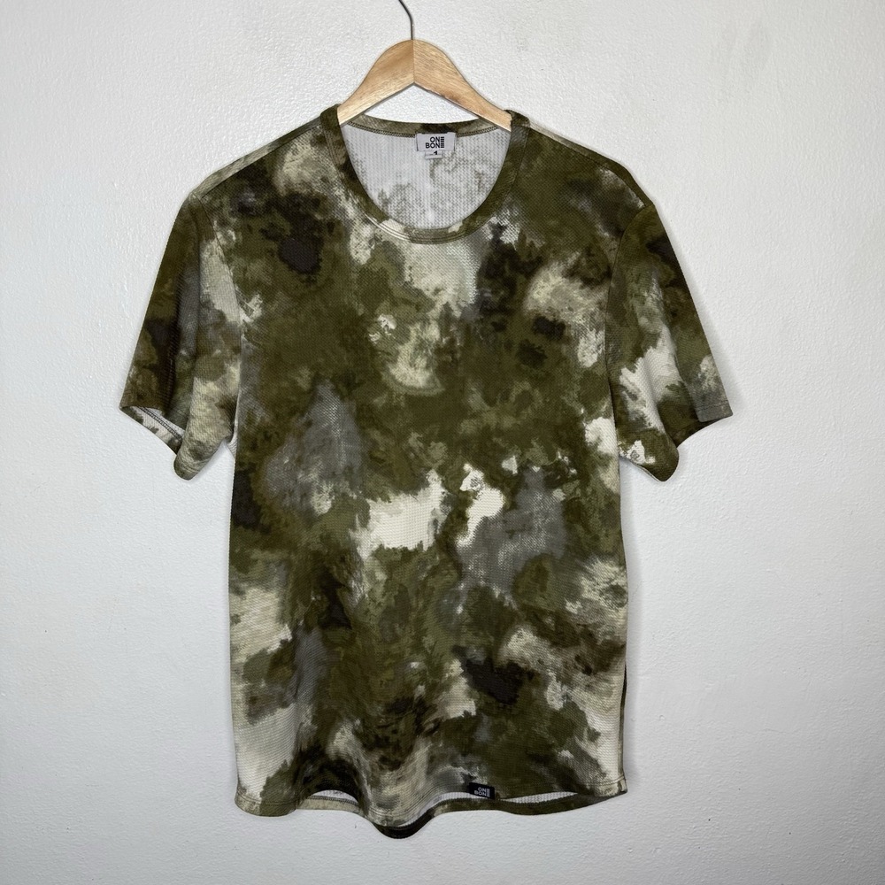 One Bone Bullet Tee Wrinkle Free Waffle T-Shirt Green Woodland Men's -1 (Large)